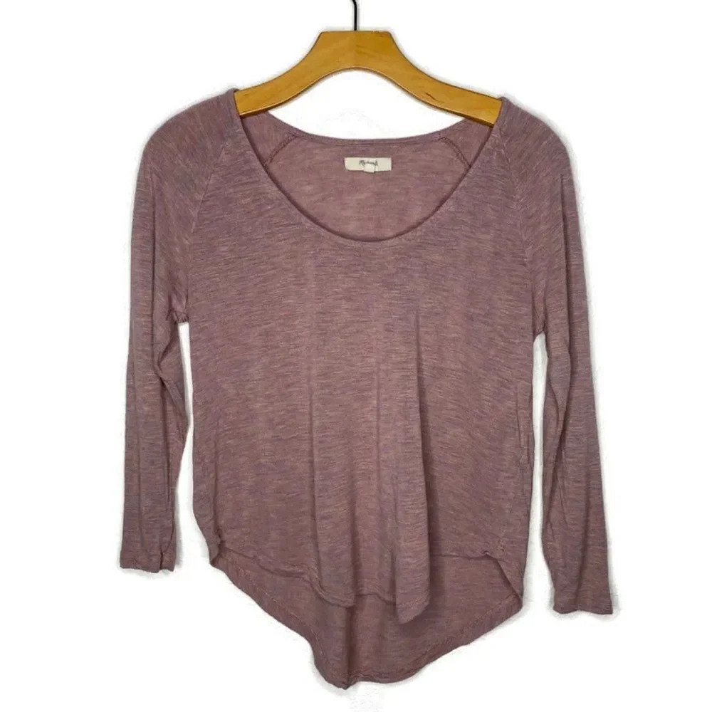 Madewell Scoop Round Neck Long Sleeve Mauve Shirt XS
